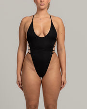 RIBBED BLACK MALDIVES SWIMSUIT