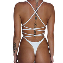 Load image into Gallery viewer, RIBBED WHITE MALDIVES SWIMSUIT
