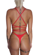 Load image into Gallery viewer, RIBBED RED MALDIVES SWIMSUIT

